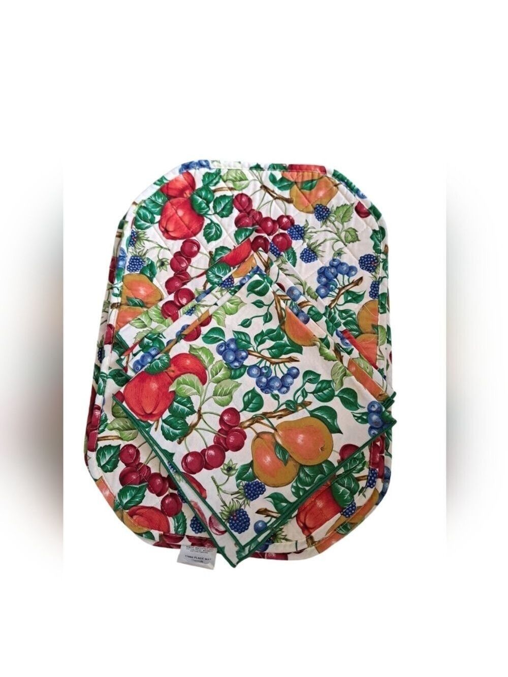 VTG KAY DEE RHAPSODY quilted fruit orchard placements napkins farmhouse USA - Picture 2 of 9
